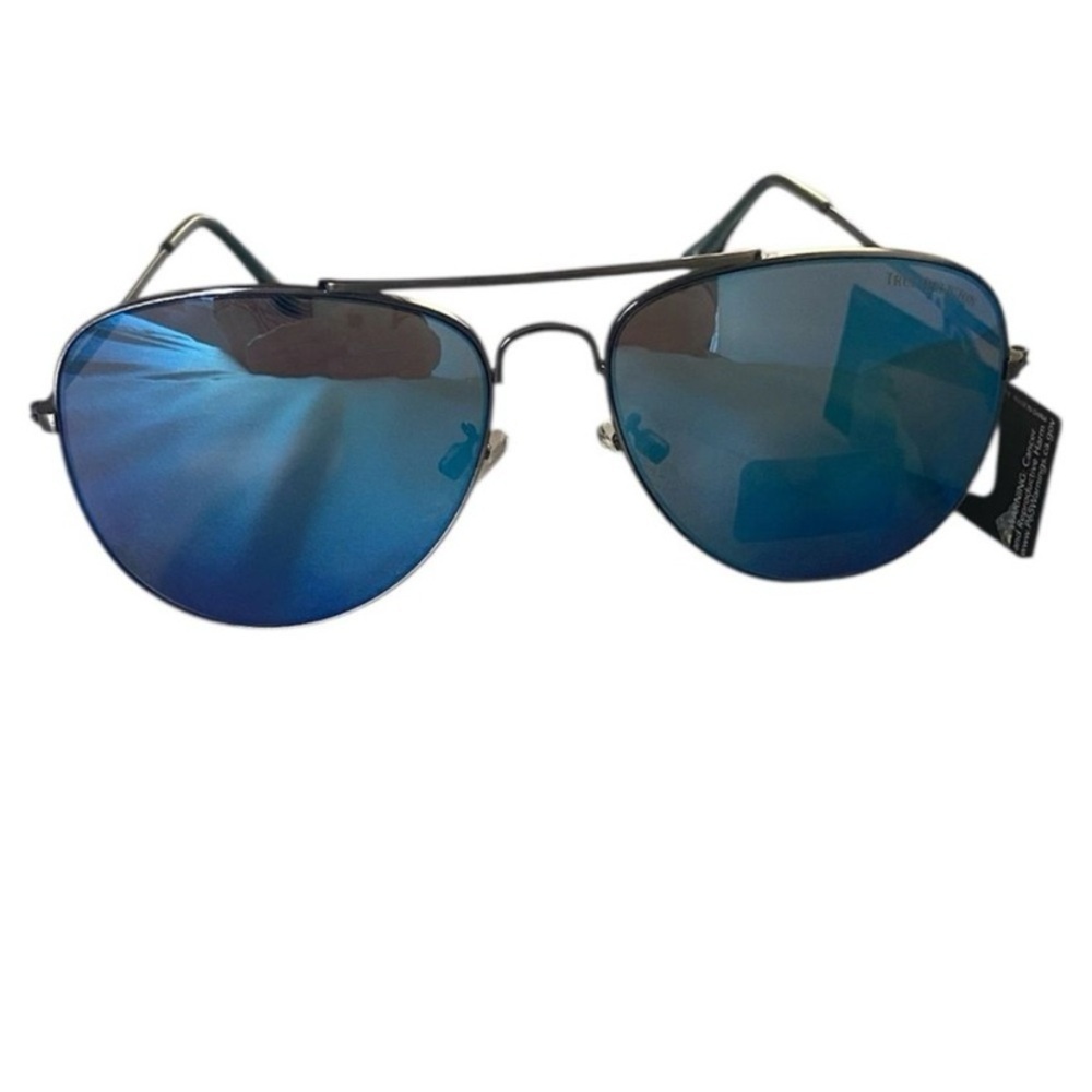 True Religion Black and Blue Aviator Sunglasses mirrored NWT